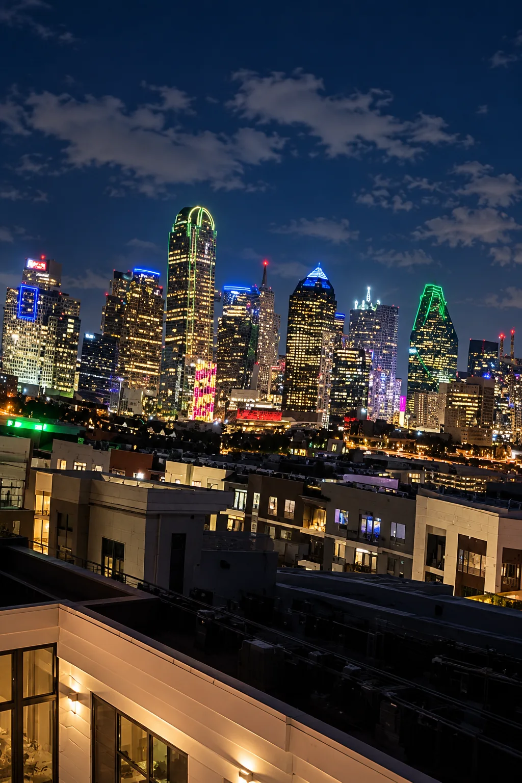 Downtown Dallas skyline at night